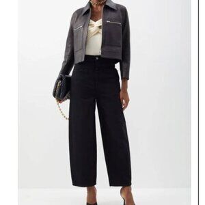 KHAITE Black Wide Leg Jeans